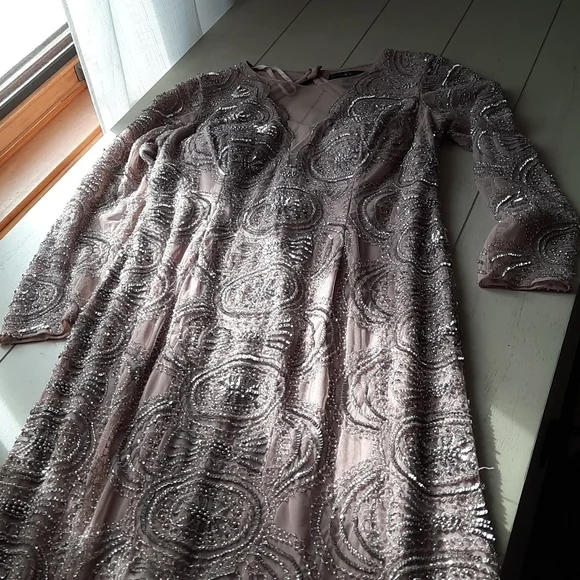 NWOT! AIDEN MATTOX BLUSH BEADED DESIGNER DRESS  GOWN SIZE 8 - Picture 11 of 15